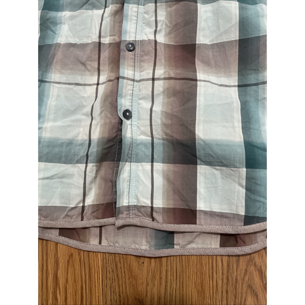 7 Diamonds Shirt Mens Large Plaid Button Up Cotton Short Sleeve Blue - Picture 8 of 13